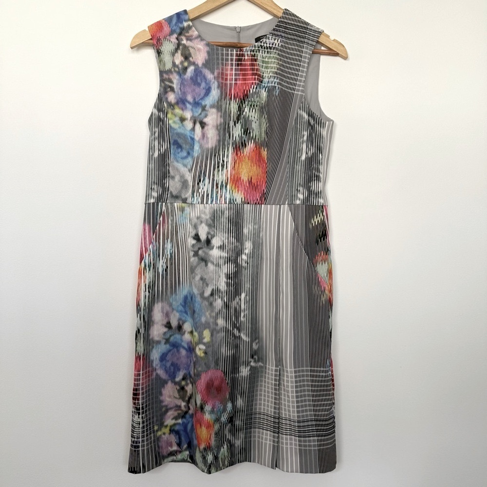 Anthropologie Nanette Lepore Sheath Dress Floral Stripes Artsy Boho Size 6